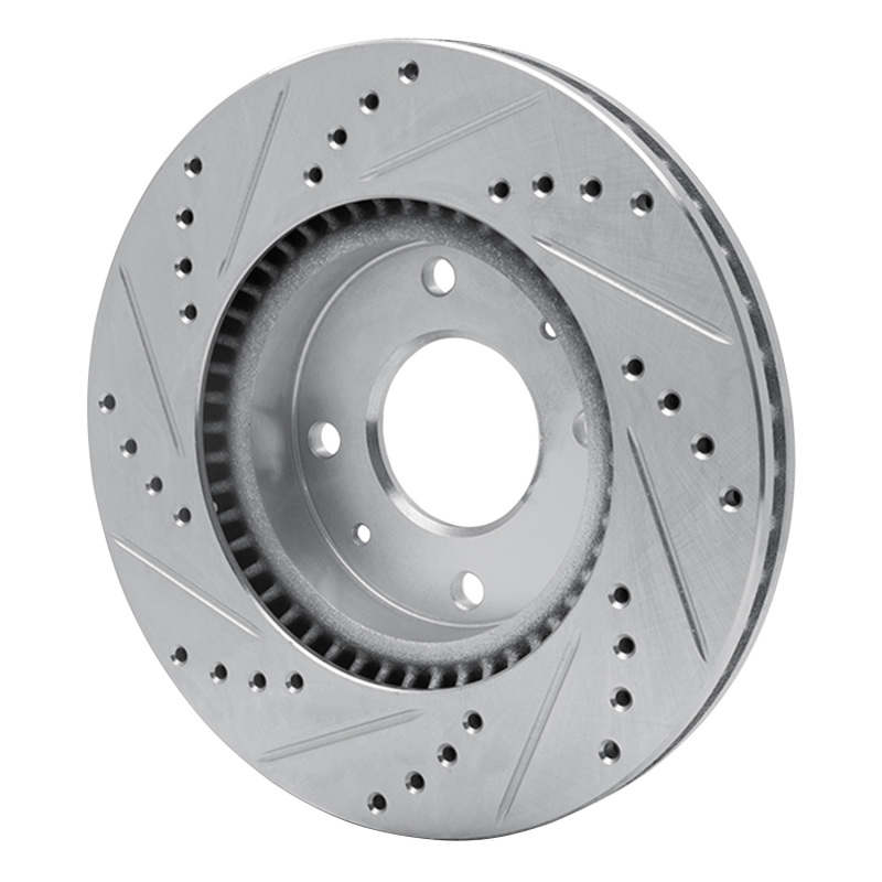 Hyundai Sonata Brake Rotor (1) - Front Right - R1 Concepts - Drilled & Slotted - Silver - `02-`06